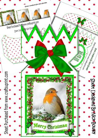 Robin on a Branch with Snow Cracker Card Kit