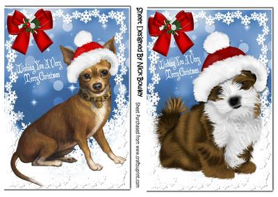 Cute Little Chihuahua & Lhasa Puppies in Santa Hats