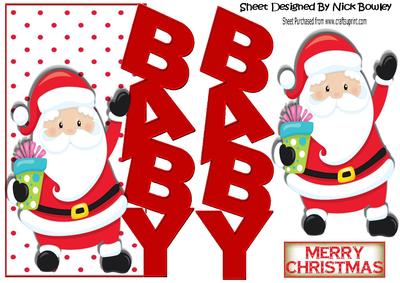 Lovely Santa with Present for Baby Over the Edge Card