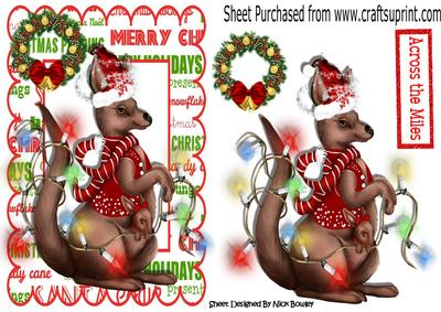 Christmas Roo with Baby Joey in Santa Hat