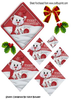 Little Bear with Red Present Diamond Pyramids