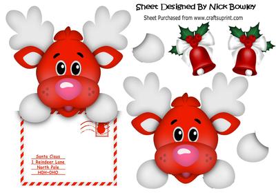 Lovely Reindeer in Red with Santa Letter Over the Edge