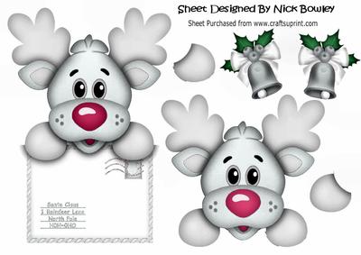 Lovely Reindeer in Silver with Santa Letter Over the Edge