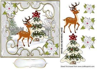 Little Deer with Christmas Tree 7x7