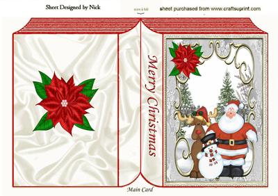 Santa and Friends in the Snow in Ornate Frame Folded Book