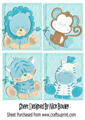 Four Little Toppers of Sleepy Jungle Babies (blue)