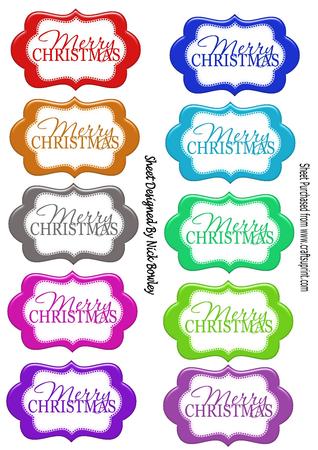 Merry Christmas, Stitched Tags