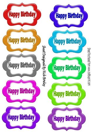 Happy Birthday, Stitched Tags