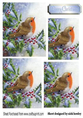 Lovely Robin in the Snow with Berries Pyramids