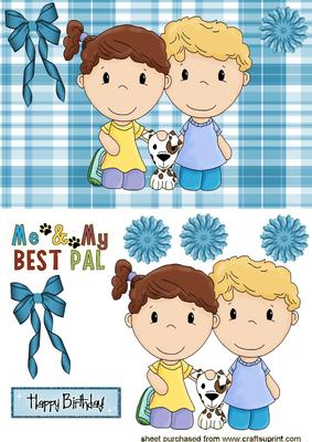 Cute Little Boy and Girl with Puppy