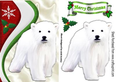 White Polar Bear with Holly
