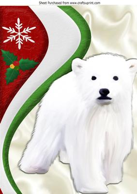 White Polar Bear with Holly, A4