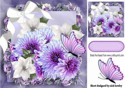 Pretty Lilac and White Flowers in Floral Frame 8x8