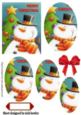 Snowman with Christmas Tree Oval Pyramids