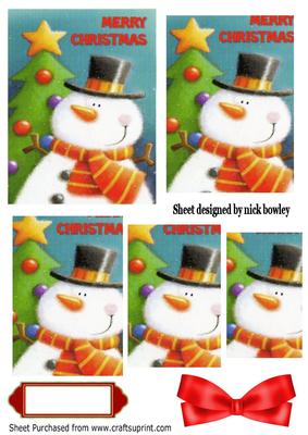 Snowman with Christmas Tree Pyramids