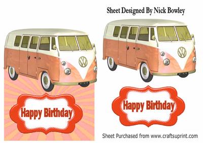 Orange Split Screen Campervan Over the Edge Card