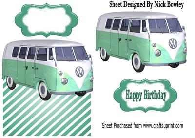 Green Split Screen Campervan Over the Edge Card