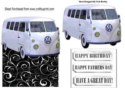 White Split Screen Campervan Over the Edge Card