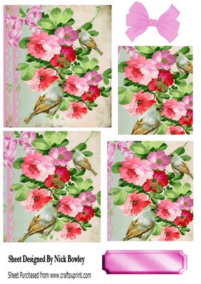 Pretty Flowers with Birds and Bow Pyramids