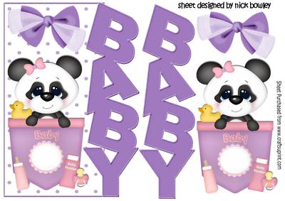 Cute Baby Pocket Panda Over the Edge Card with Bow