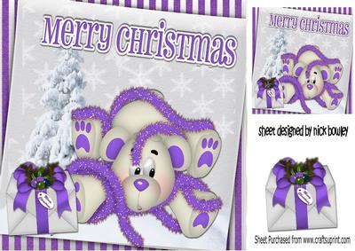 Little Polarbear with Christmas Tree & Purple Pressie 8x8