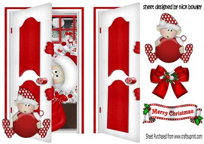 Peekaboo Santa Behind the Door, with Elf