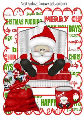 Santa Having a Snooze in His Chair A4