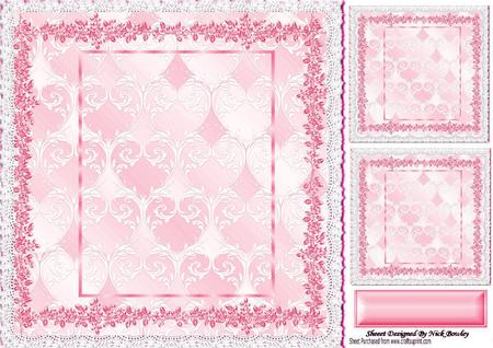 Pink Floral and Lace Frame 8x8 with Toppers