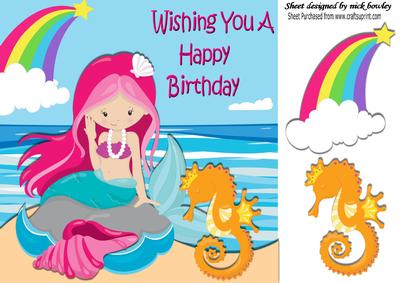 The Little Mermaid with Seahorse 8x8