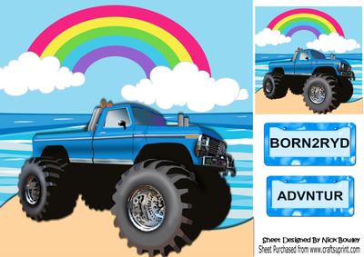Blue Monster Truck on the Beach Born2ryd 8x8
