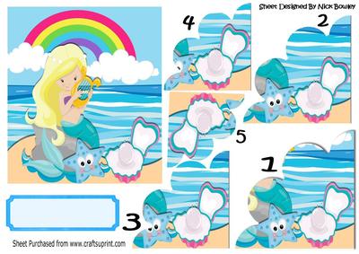 Singing Mermaid Sitting on a Rock Scalloped Layers