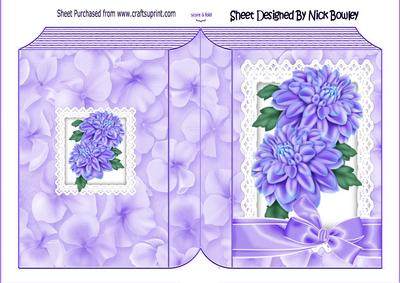Purple Chrysanthemums on Lace with Bow Folded Book