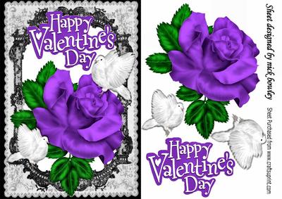 My Valentine, Purple Rose, and White Doves, Black Lace