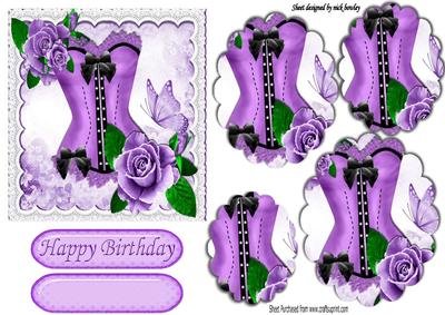 Pretty Purple Basque with Roses Scalloped Oval Pyramids