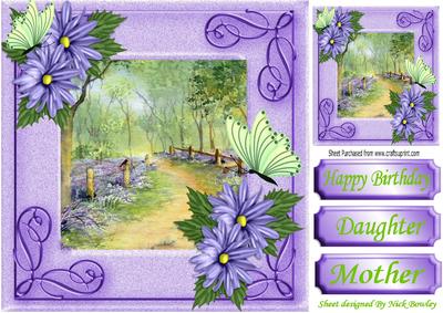 Lavender Walk with Pretty Flowers 8x8 with Topper