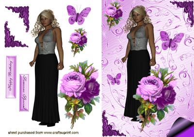 Pretty Lady with Pink/purple Flowers