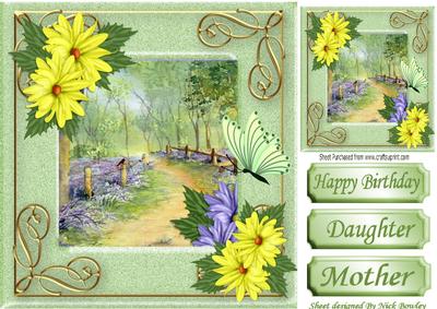 Pretty Lavender Woodland and Yellow Flowers Butterfly