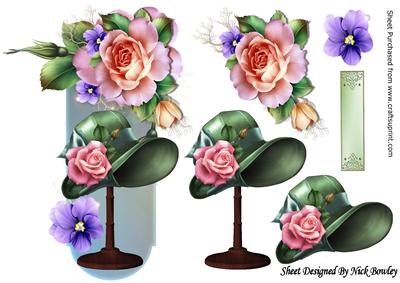 Pretty Plaque with Roses and Vintage Hat