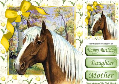 Palomino Horse with Spring Woodland and Flowers 8x8