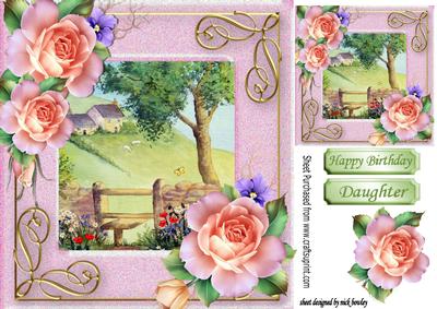 Pretty Country Cottages with Roses 8x8