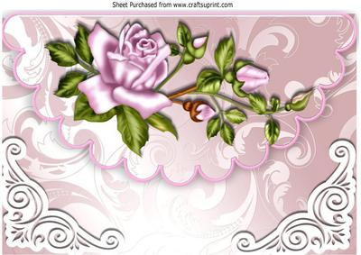 Pink Roses on Scalloped Envelope A4