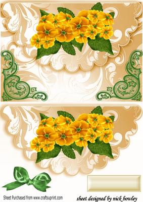 Pretty Yellow Flowers on Scalloped Envelope