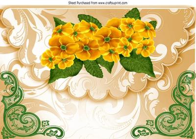 Pretty Yellow Flowers on Scalloped Envelope A4