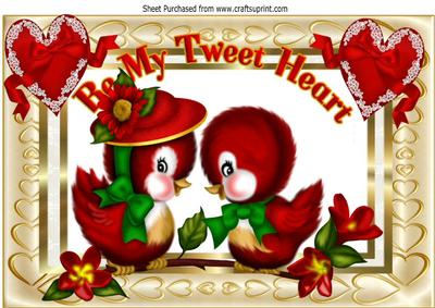 Be My Tweet-heart, My Little Bird, with Lace Hearts A4