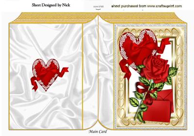 Letter to My Sweetheart, with Red Rose & Heart Folded Book