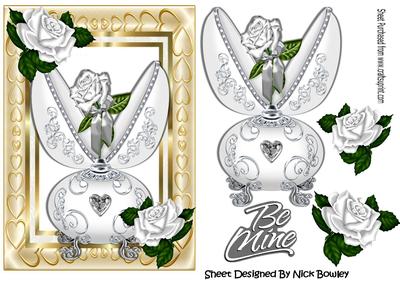 Pretty White Faberge Egg and White Roses