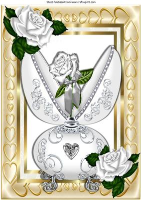 Pretty White Faberge Egg and White Roses A4