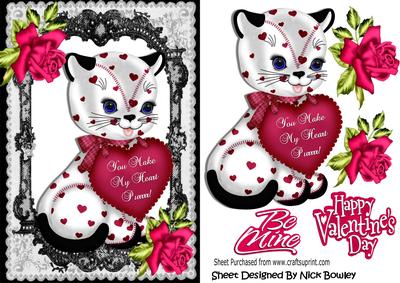 You Make My Heart Purrrrrrrrr! Cute Kitty with Roses