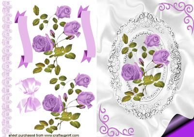 Beautiful Purple Roses in Antique Frame