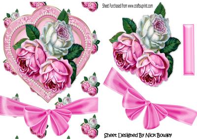Heart with Pearls Roses and Bow